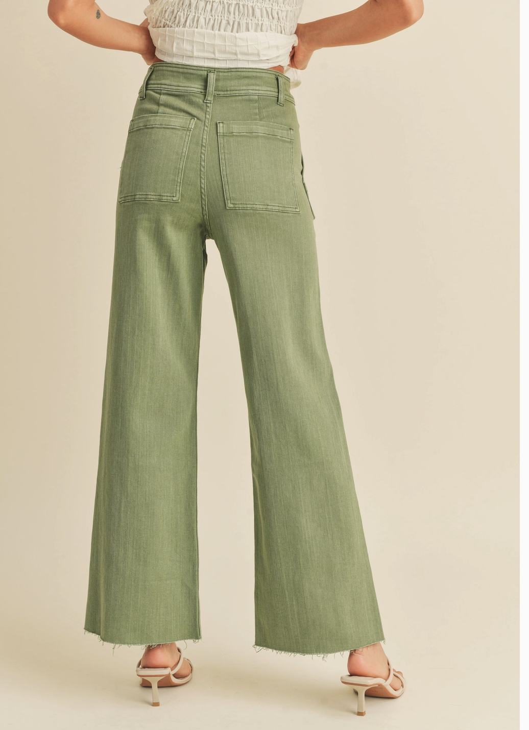 Cotton Stretch Wide Leg Pants