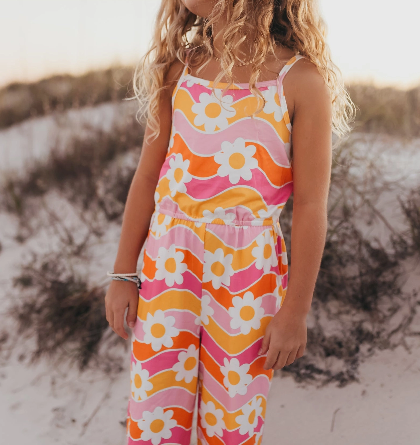 Kids Retro Floral Jumpsuit with Pockets