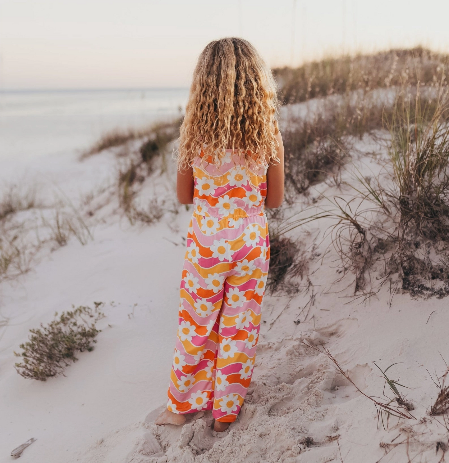 Kids Retro Floral Jumpsuit with Pockets