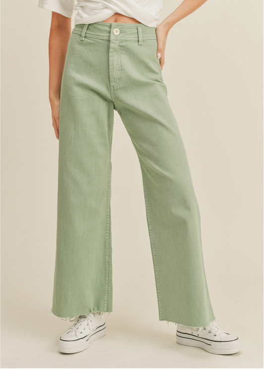 Straight Wide Leg Denim Pants