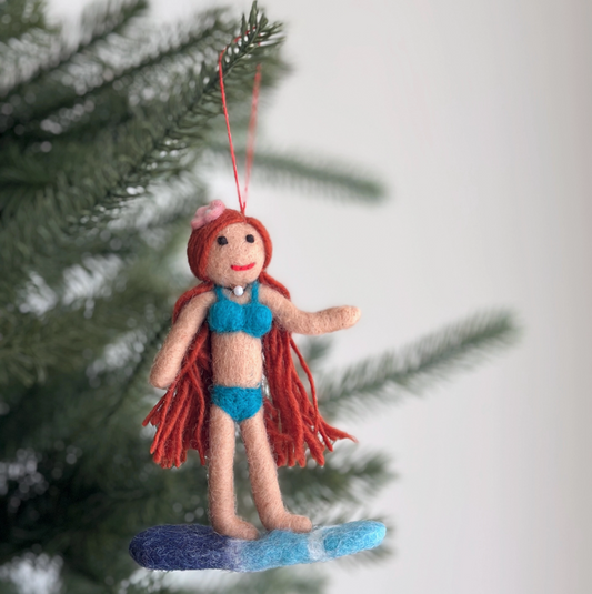 Felt Ornament - Redhead Surfer Girl
