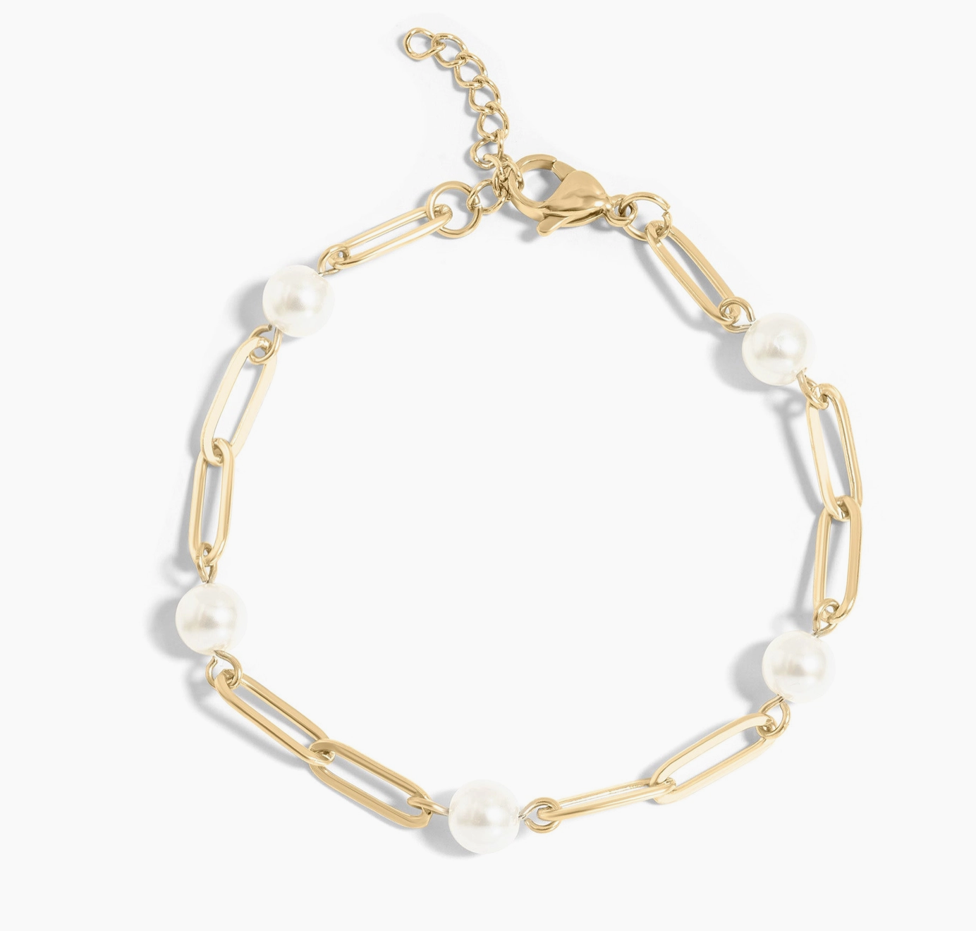 Pearl Paperclip Chain Bracelet