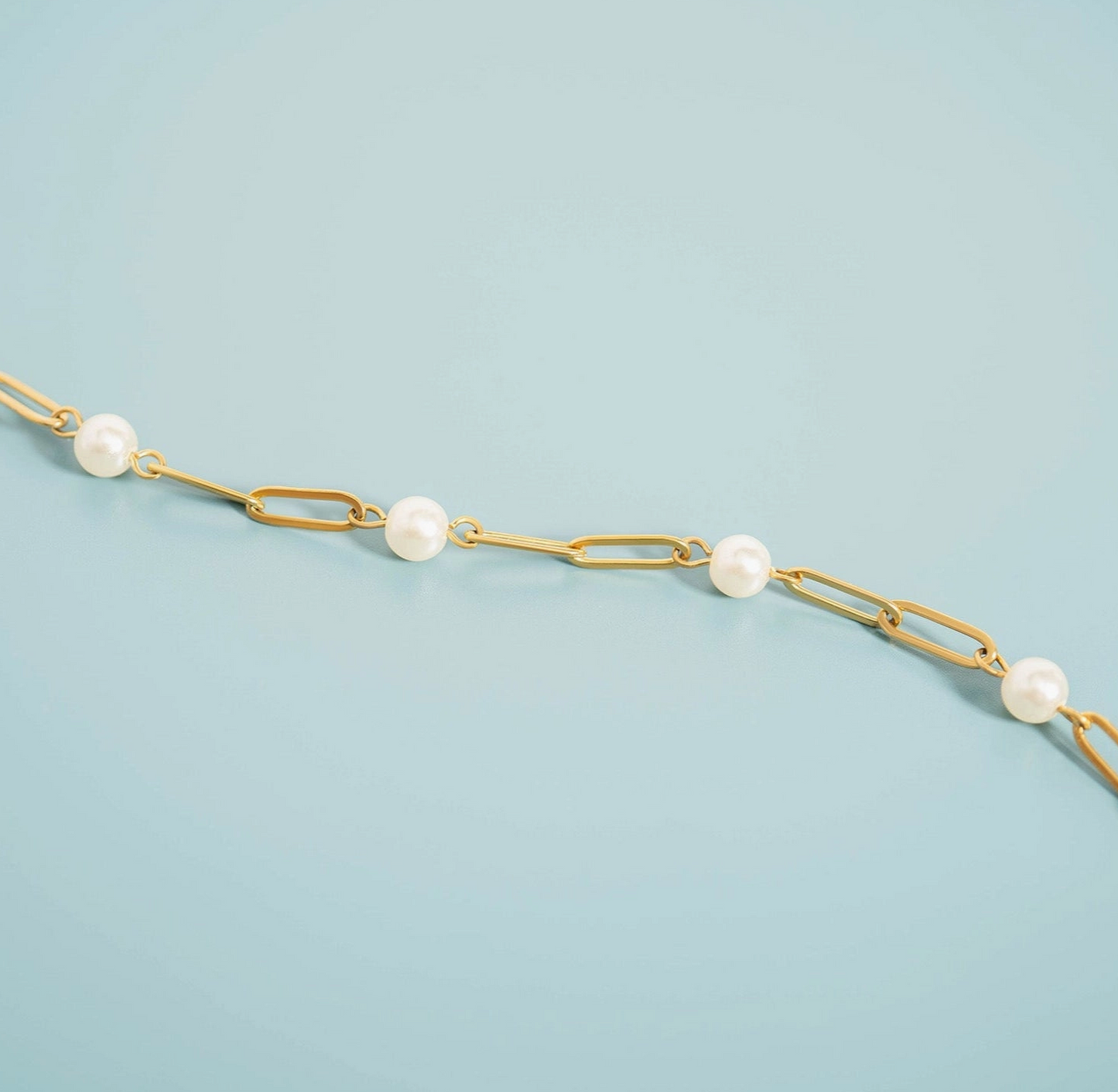 Pearl Paperclip Chain Bracelet
