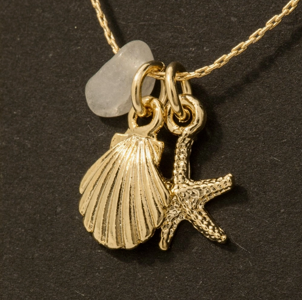 Sea Life and Stone Charm Dainty Chain Necklace