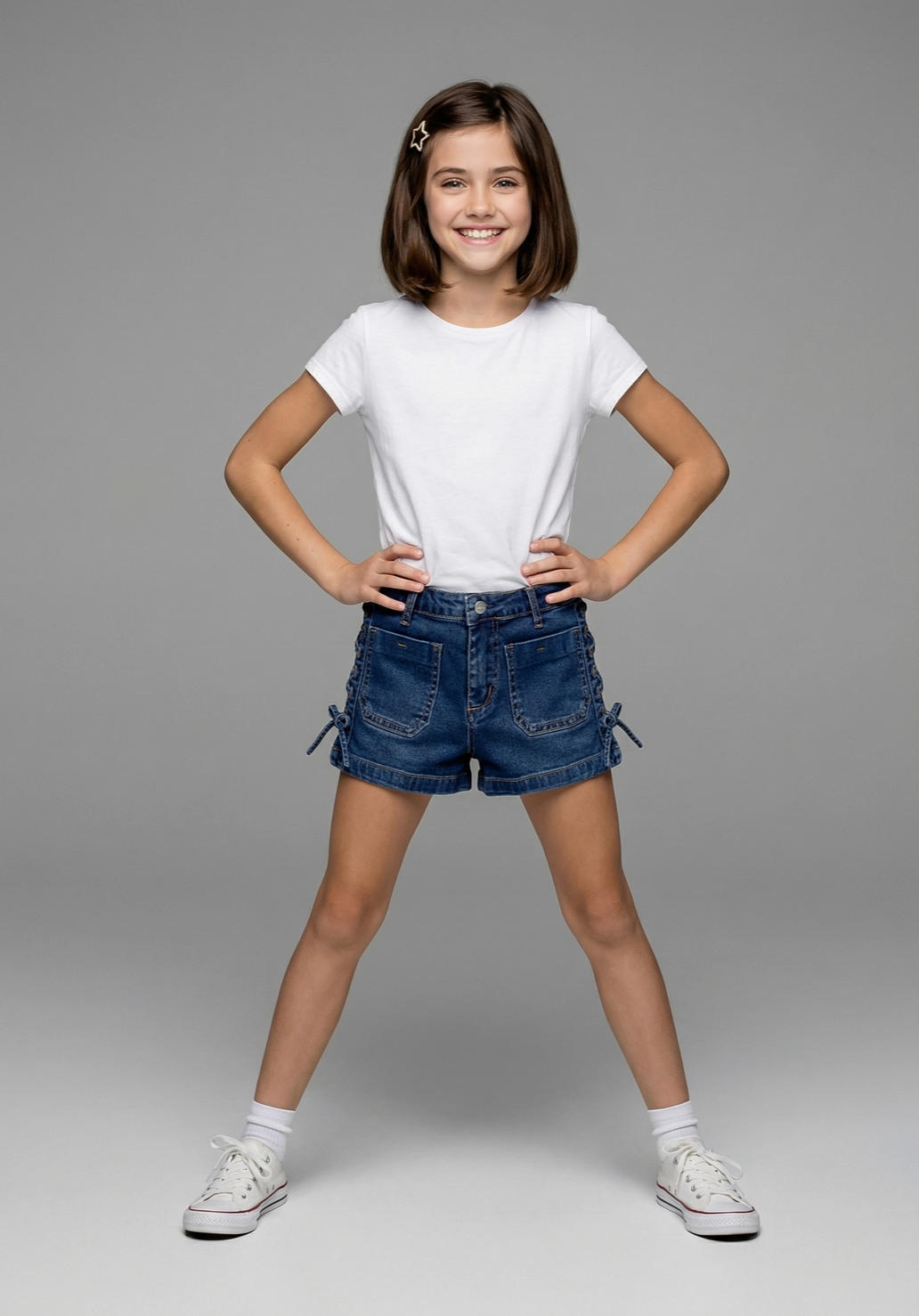 Girls' Emmy Lace-Up Side Denim Shorts