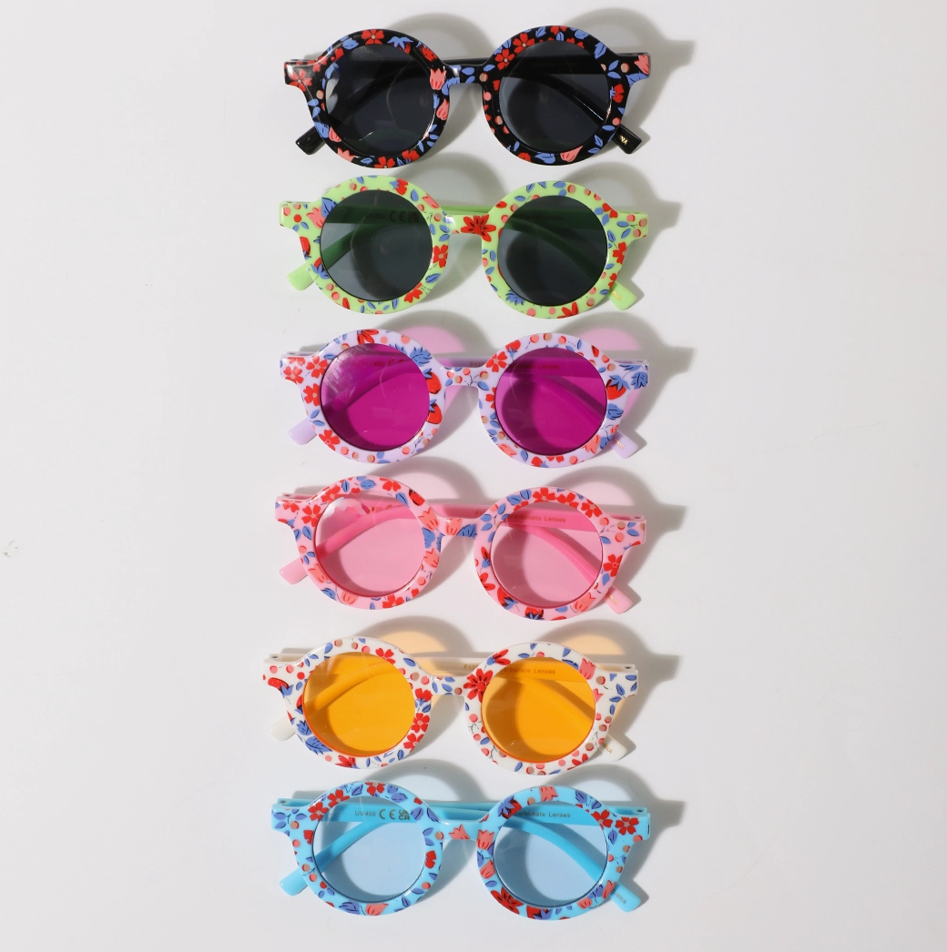 Girls Floral Round Frame Sunglasses