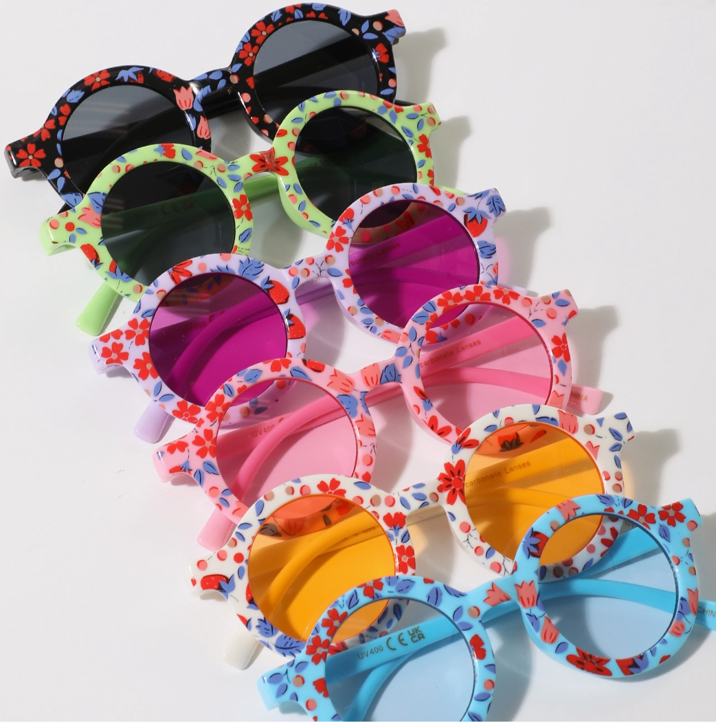 Girls Floral Round Frame Sunglasses