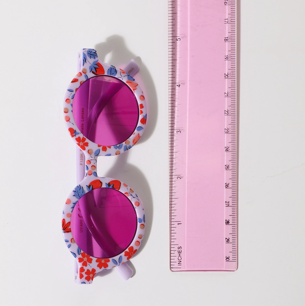 Girls Floral Round Frame Sunglasses