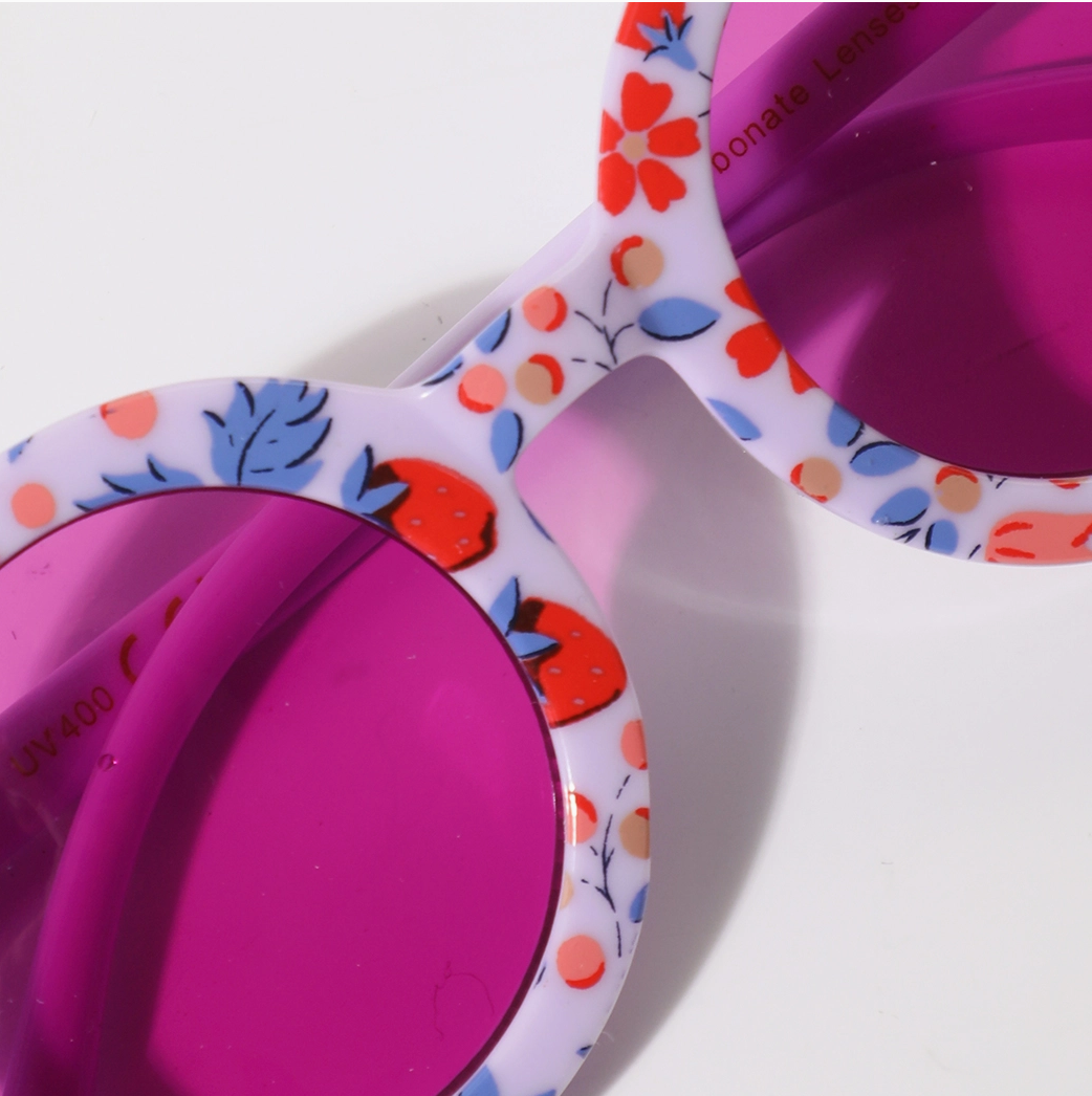Girls Floral Round Frame Sunglasses