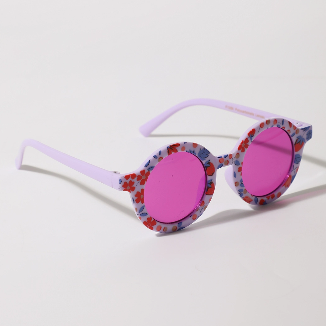 Girls Floral Round Frame Sunglasses