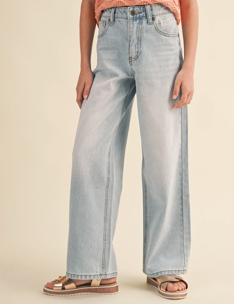 Tween Girls Wide Leg Denim Pants
