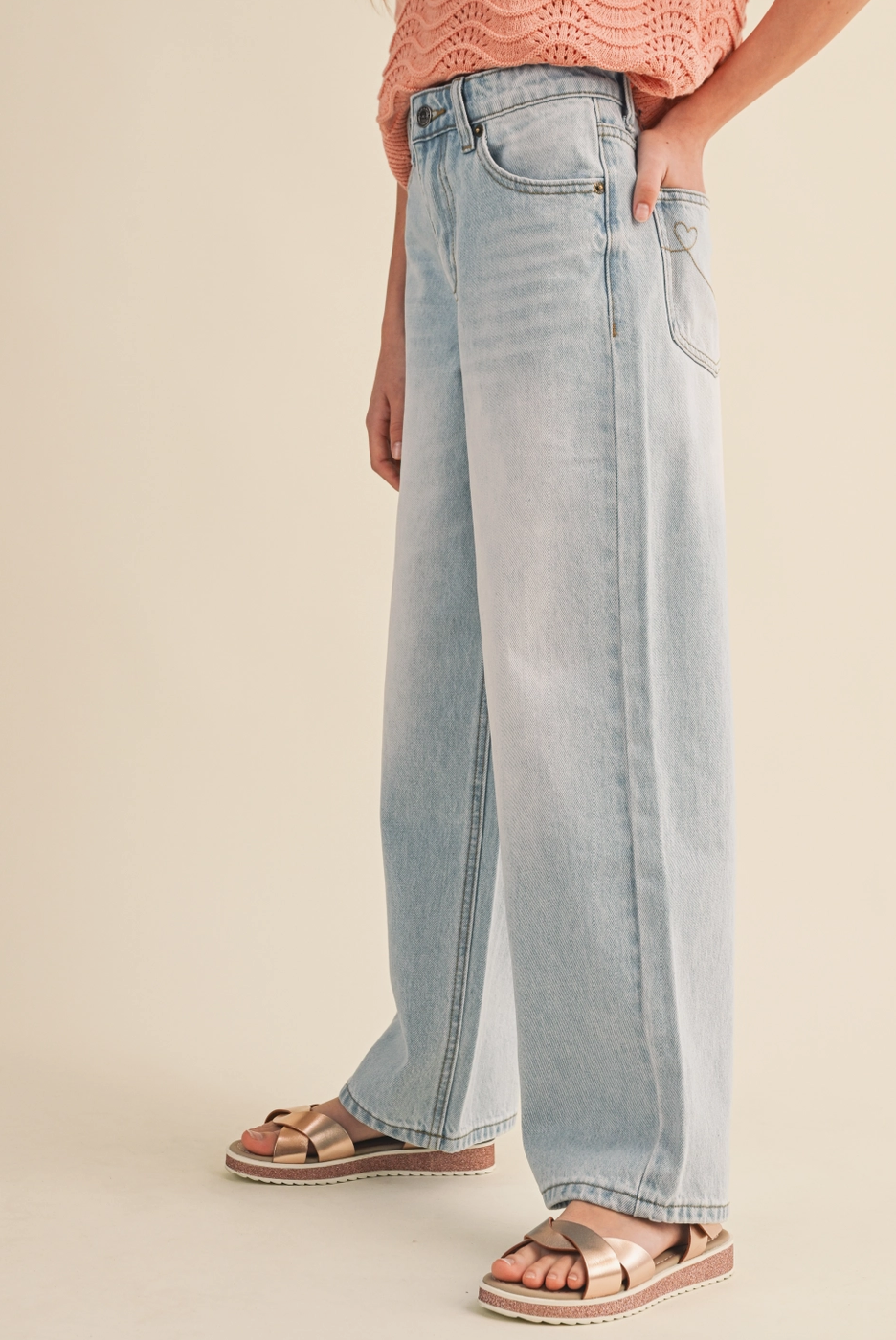 Tween Girls Wide Leg Denim Pants