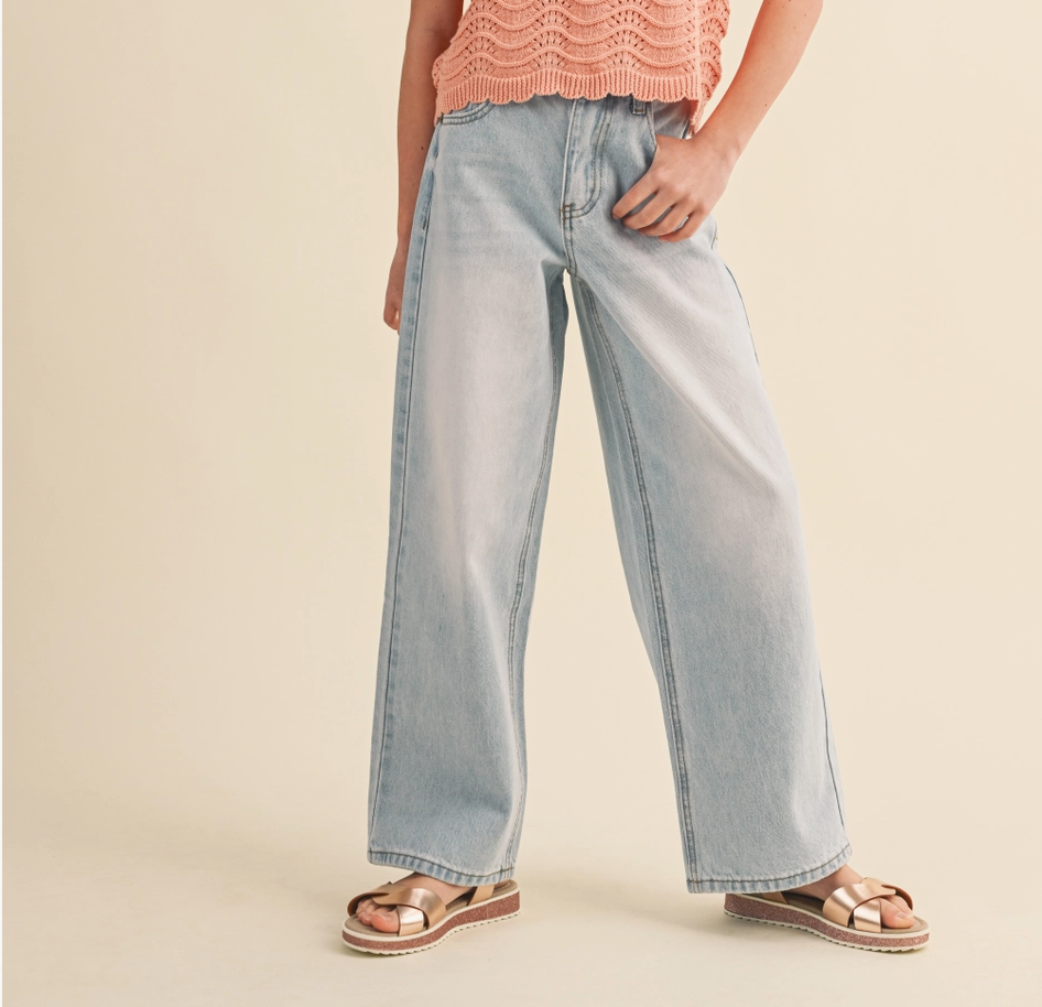 Tween Girls Wide Leg Denim Pants