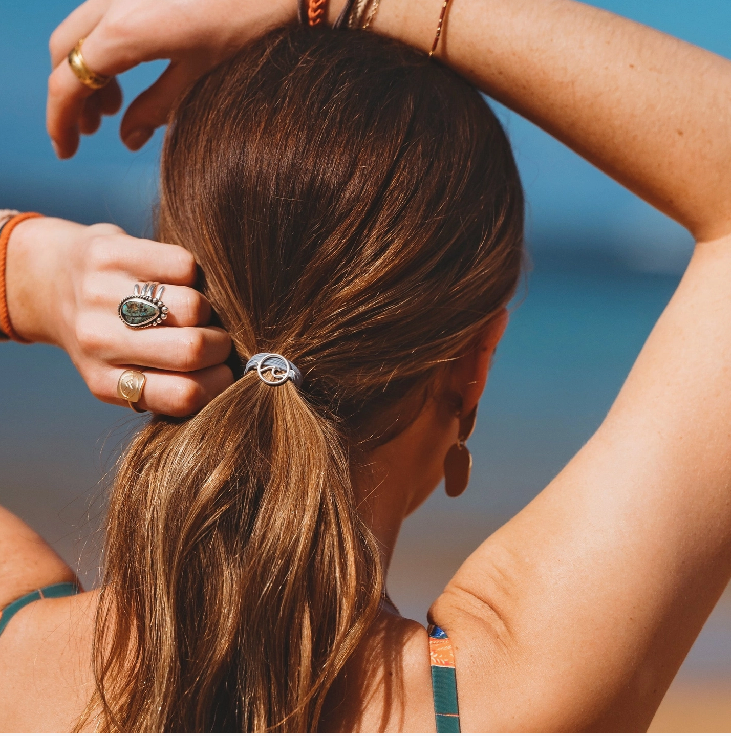 "Celebrate"  Wave Charm Hair Tie Bracelets