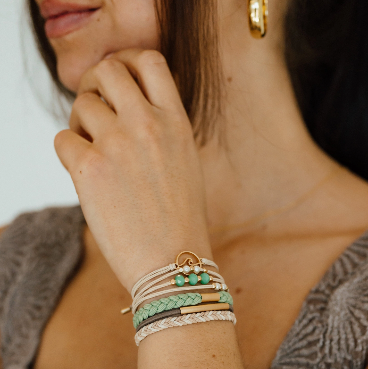 "Reflect" Gold Wave Hair Tie Bracelets
