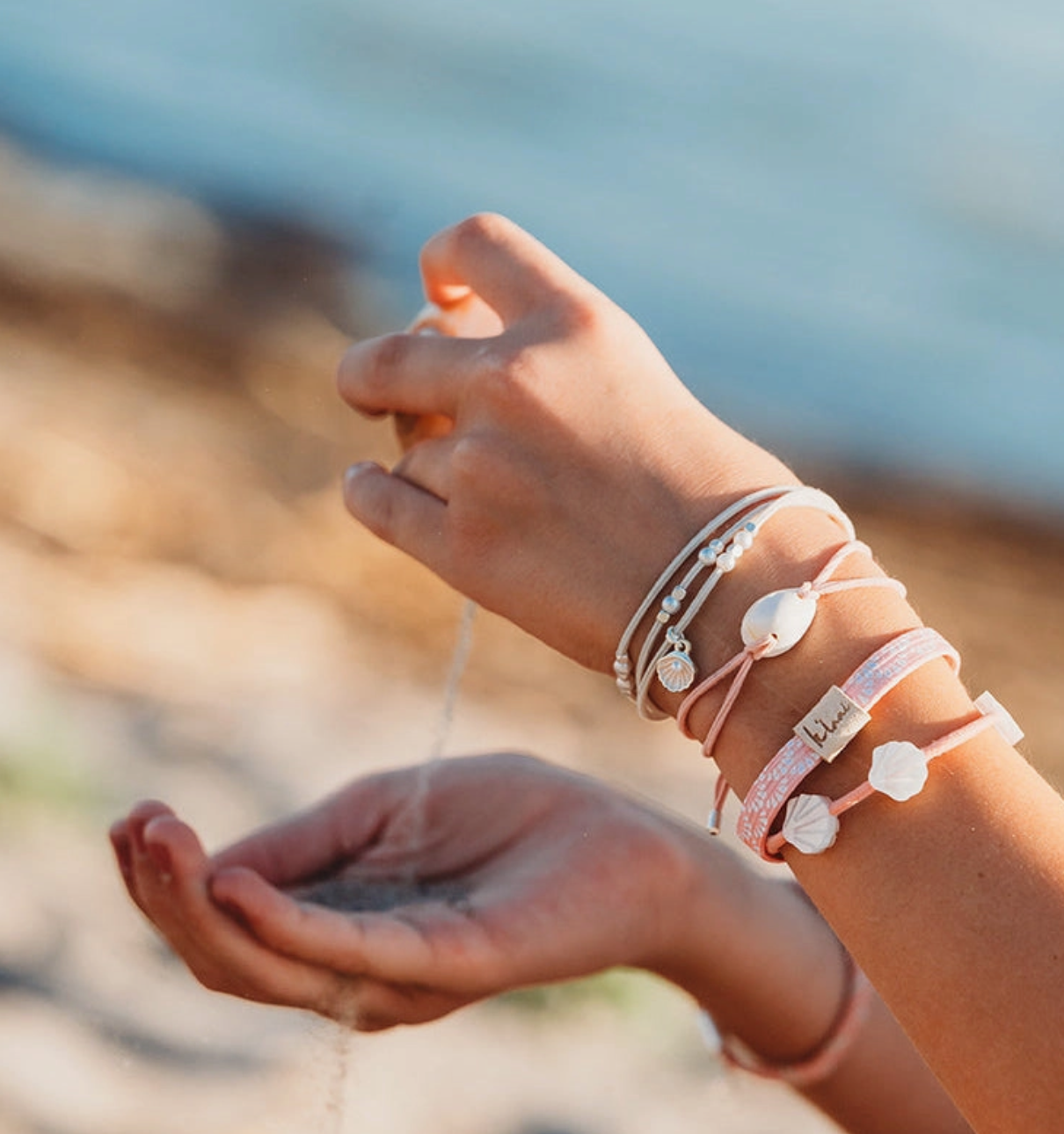 "Shimmer" Shell Hair Tie Bracelets