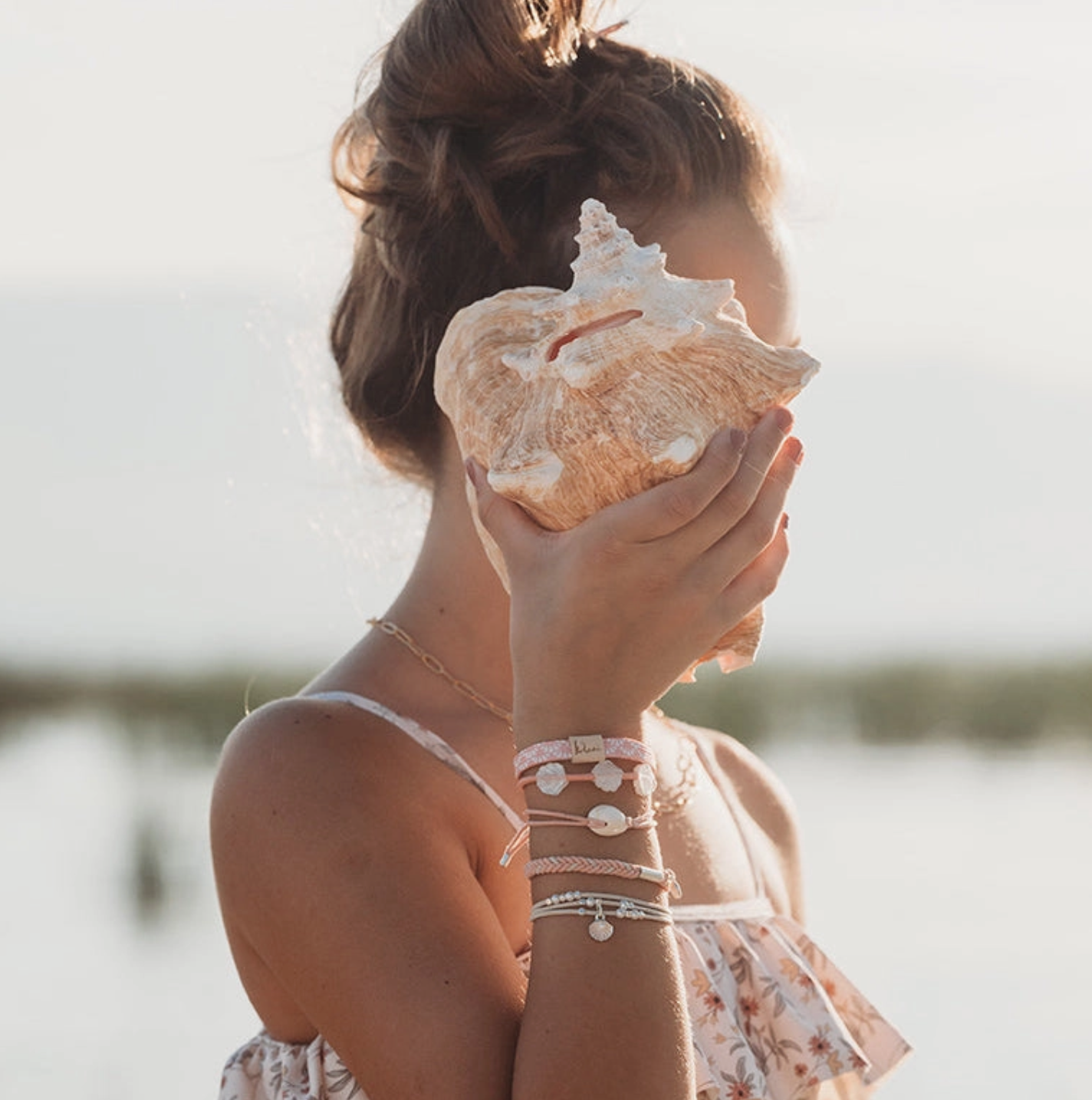 "Shimmer" Shell Hair Tie Bracelets