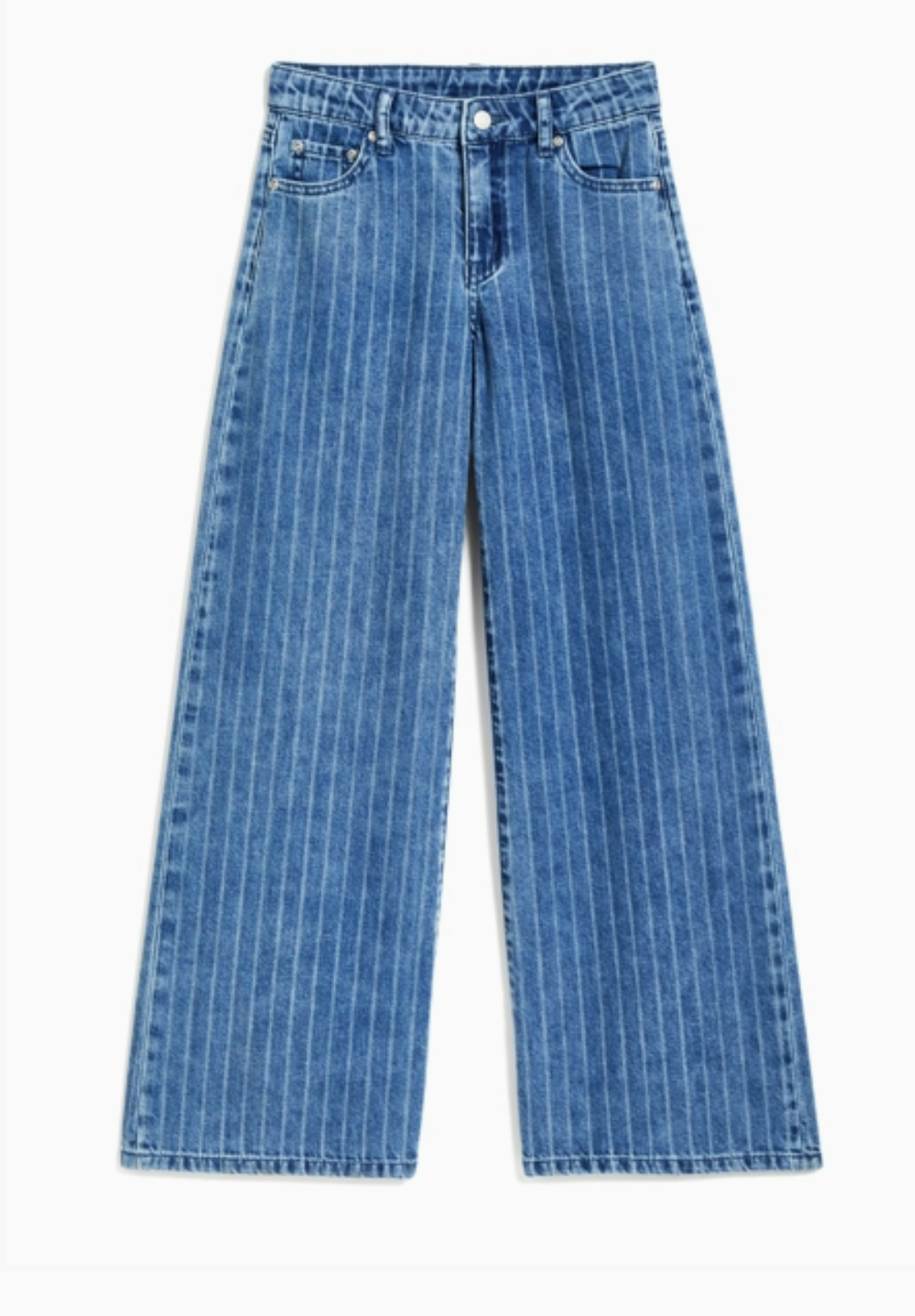 Girls Heart Patch Pocket Wide Leg Denim