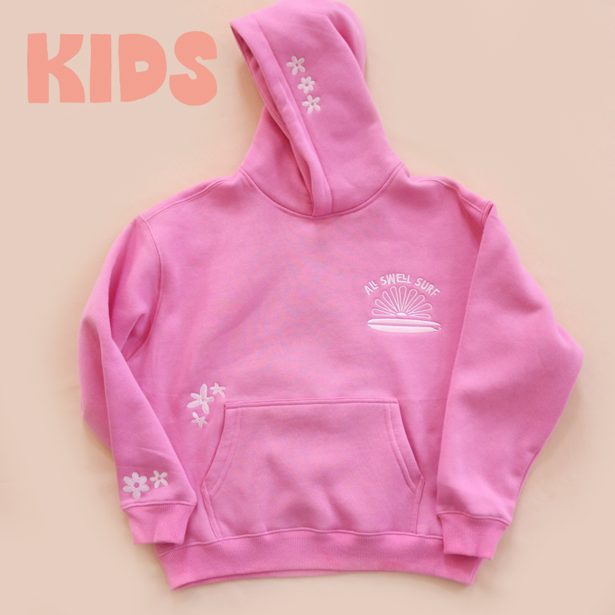 Kids Surfer Girl Bloom Embroidered Hoodie