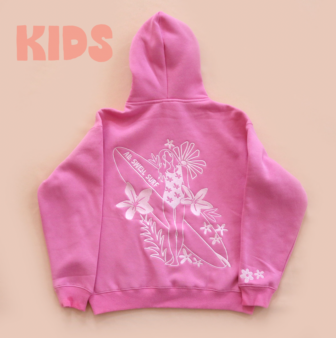 Kids Surfer Girl Bloom Embroidered Hoodie