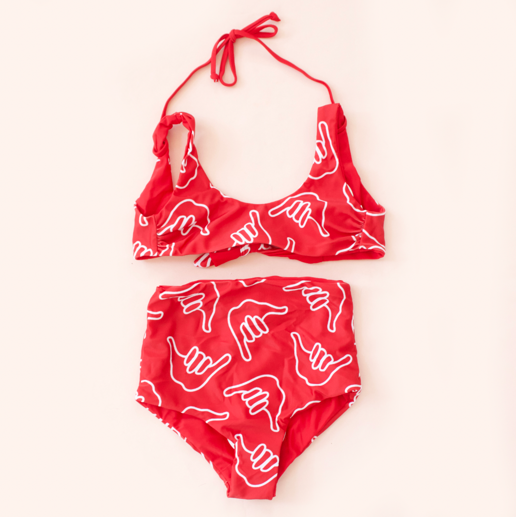 Reversible Girl's Bikini Top Red Shaka