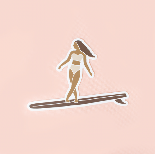 Surfer Girl Cross Stepping Sticker