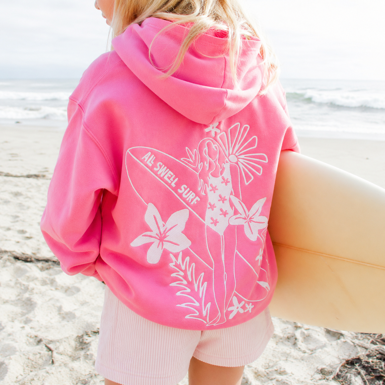 Kids Surfer Girl Bloom Embroidered Hoodie