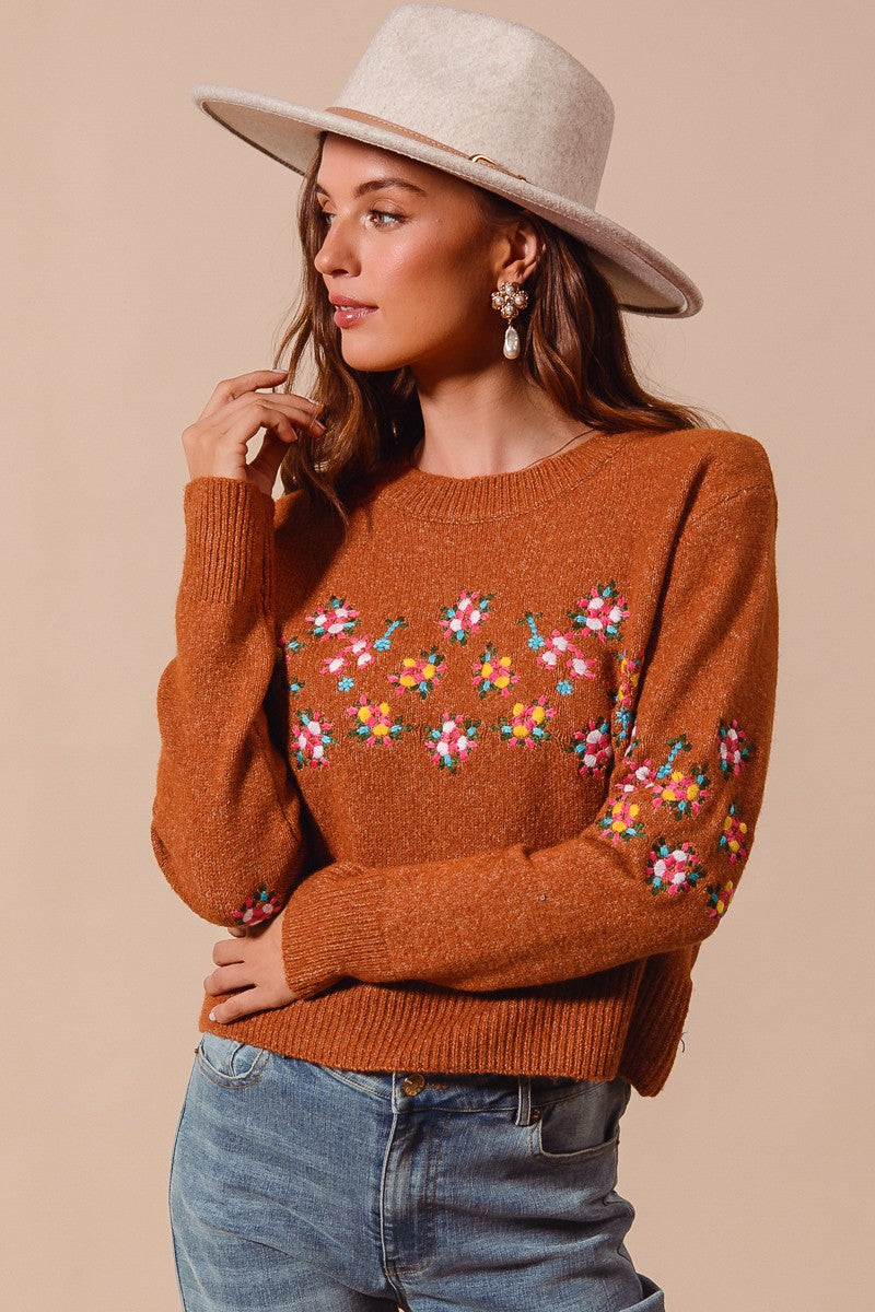 Floral Embroidered Sweater