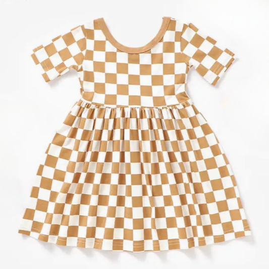 Lightweight Cotton Checkered Kids Dress