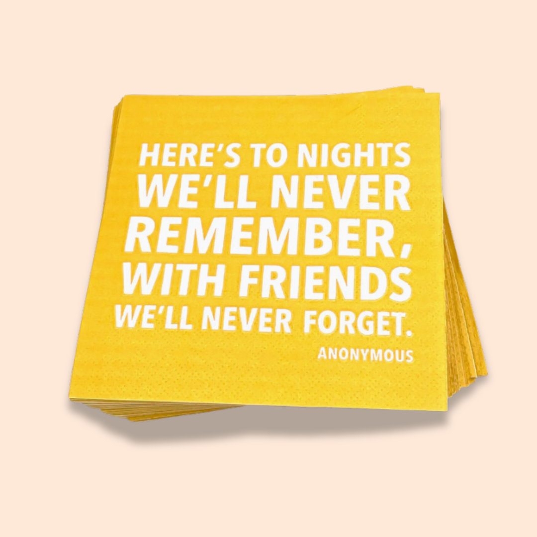 To Nights We'll Never Remember Cocktail Napkins