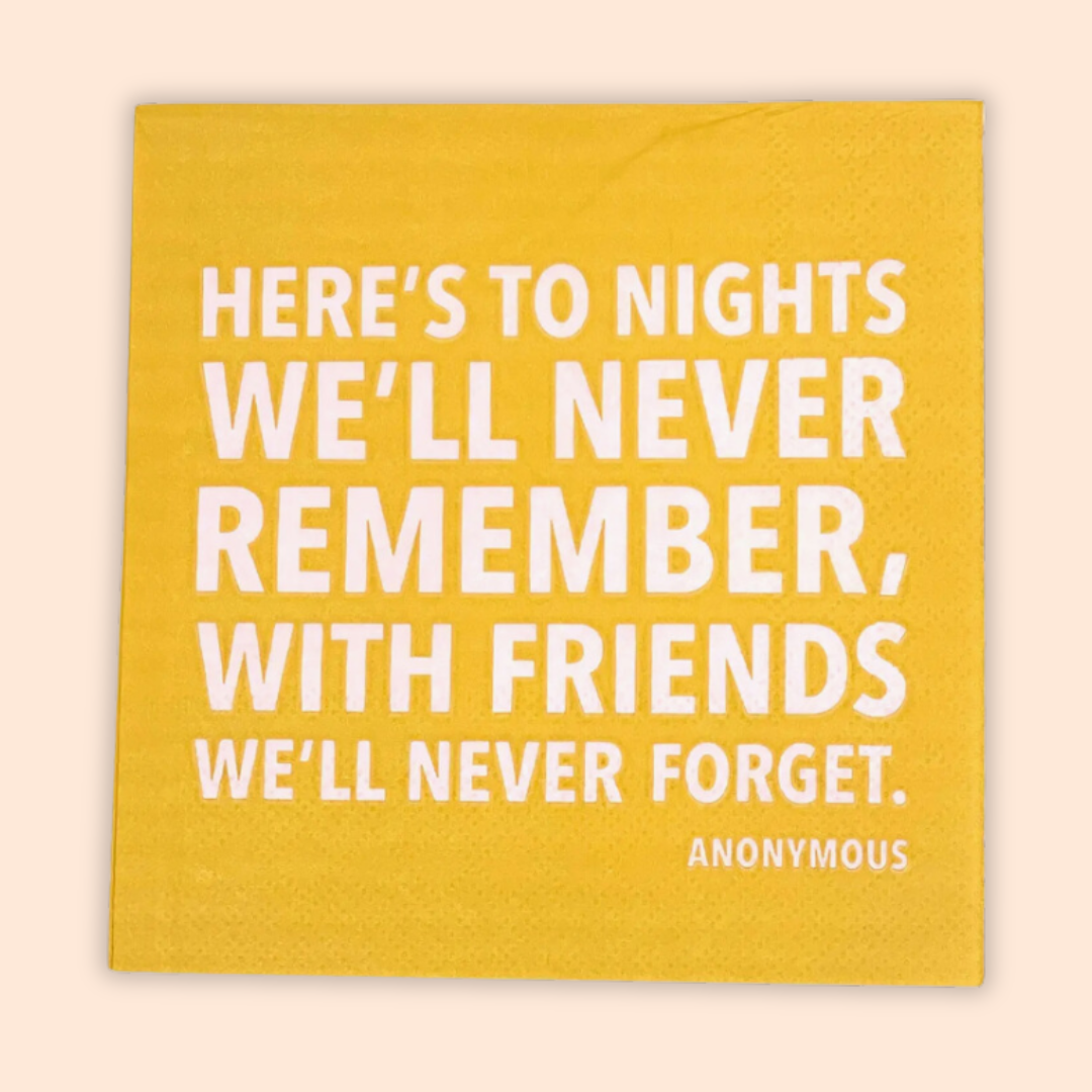 To Nights We'll Never Remember Cocktail Napkins