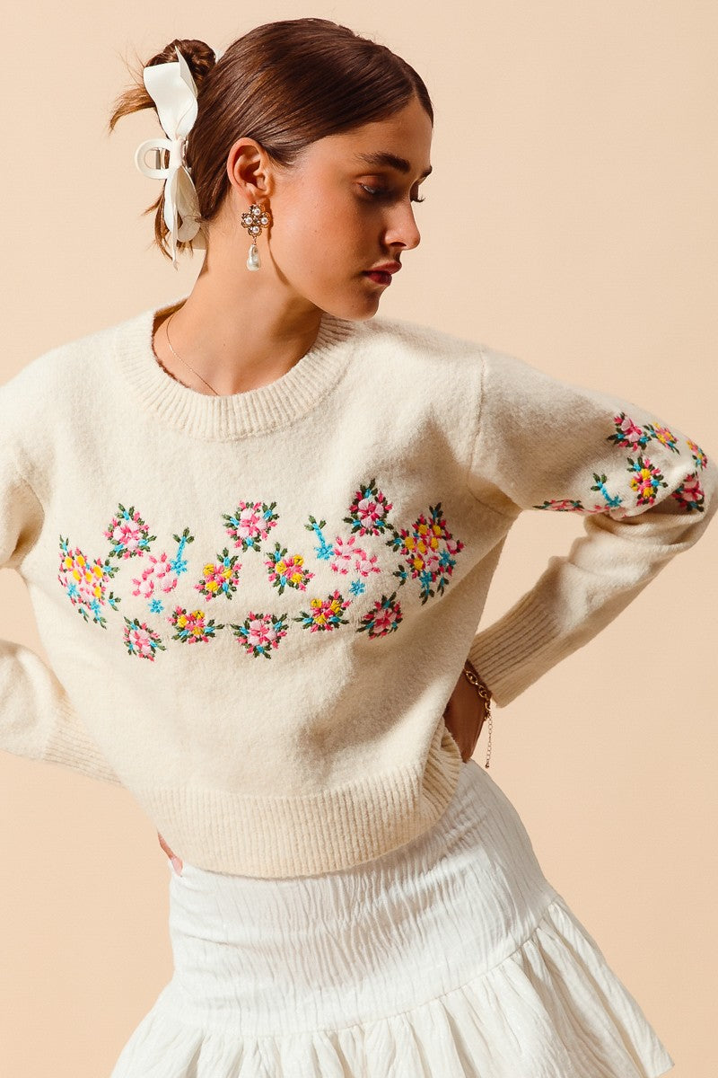 Floral Embroidered Sweater