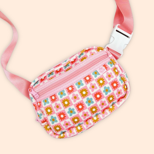 Checkered Floral Belt Bag