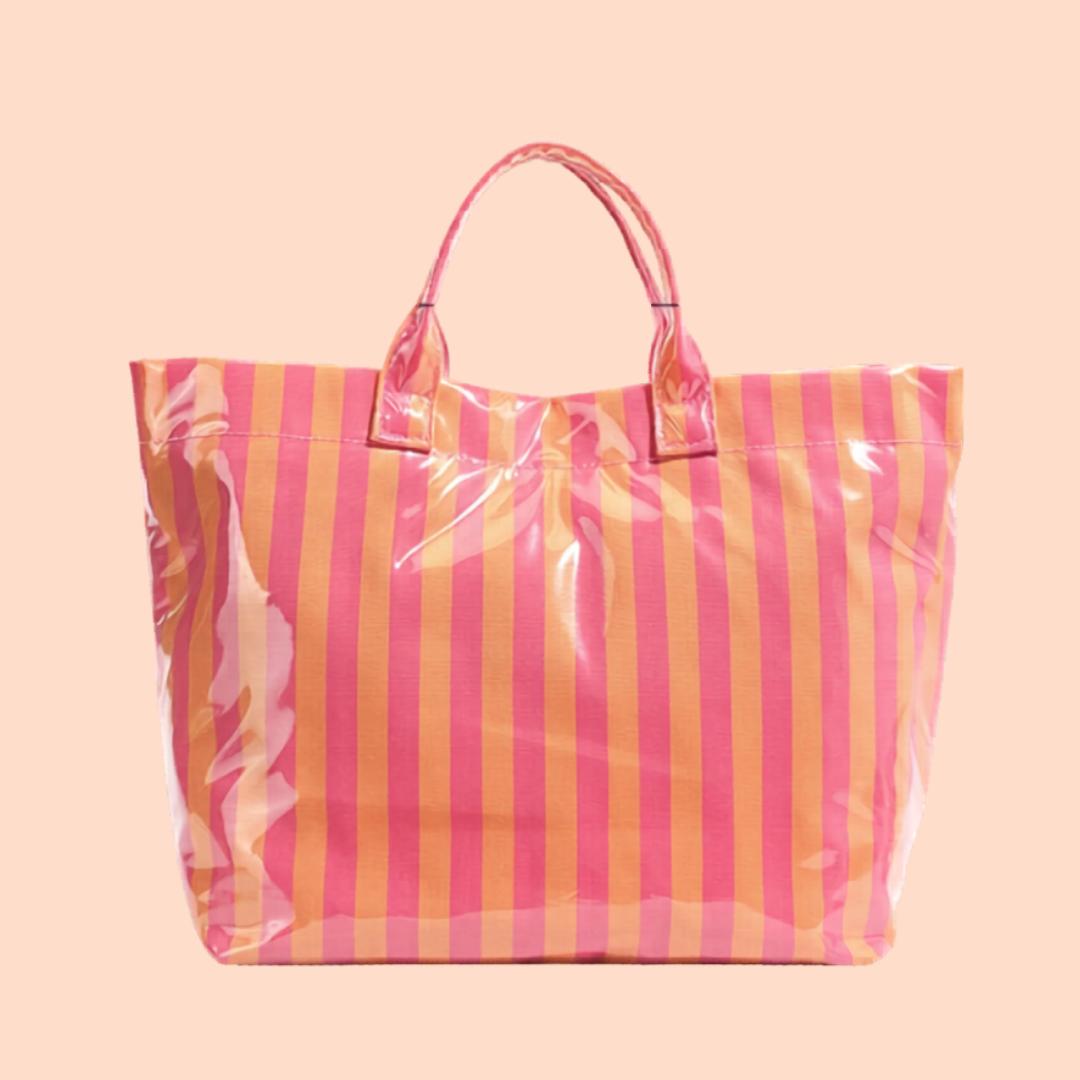 Glossy Striped Large Tote Bag