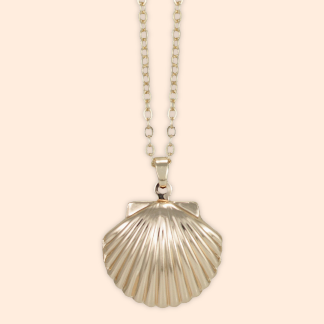 Ocean Memories Gold Shell Locket Necklace