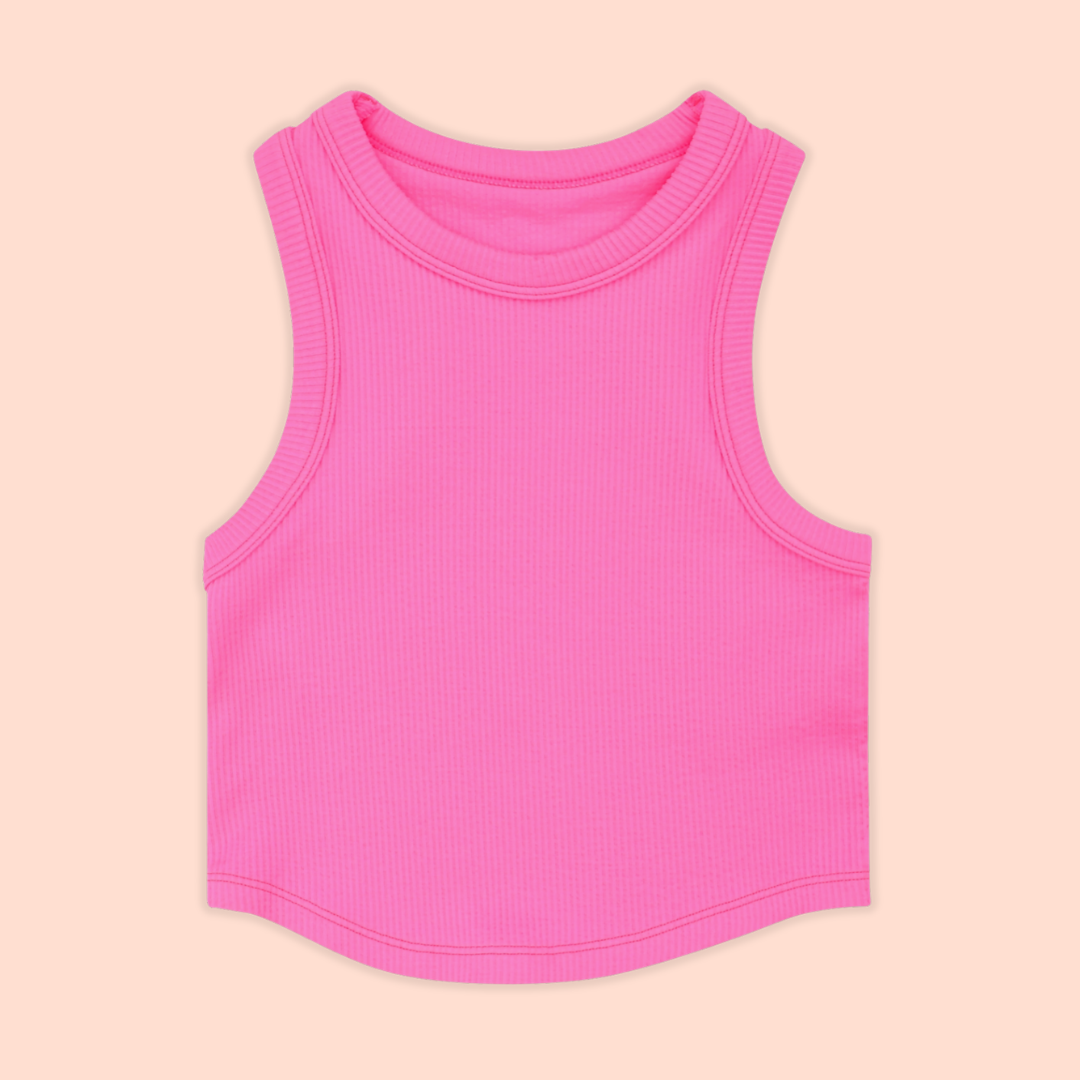 Girls Cropped Ribbed Racerback Tank Top