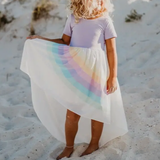 Kids Lavender Rainbow Hi Lo Dress - PREORDER ships APRIL 3rd