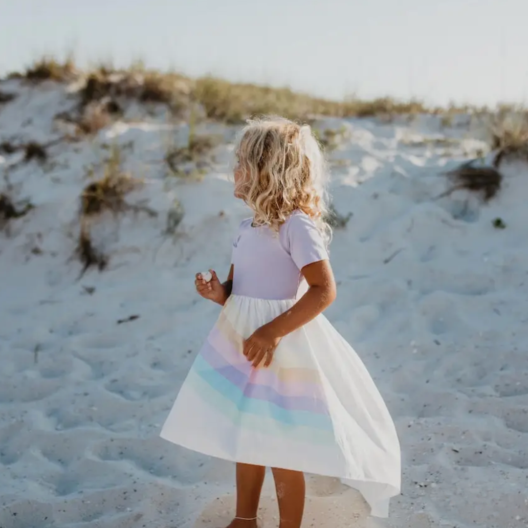Kids Lavender Rainbow Hi Lo Dress