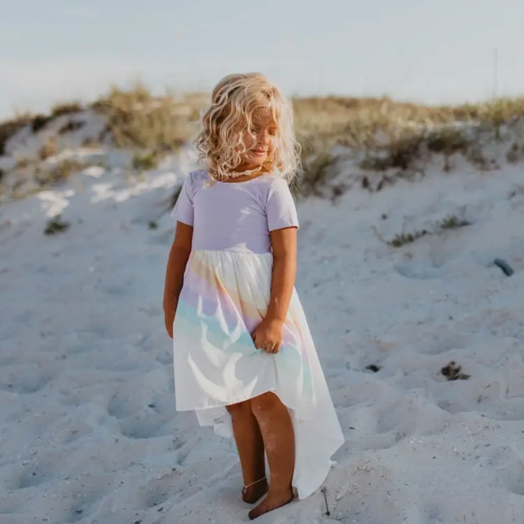 Kids Lavender Rainbow Hi Lo Dress