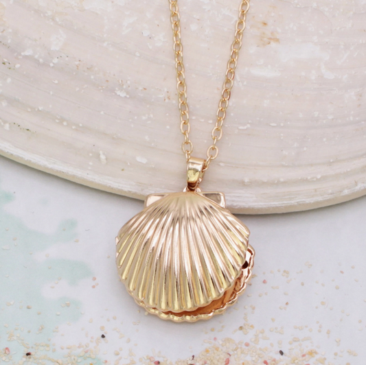 Ocean Memories Gold Shell Locket Necklace