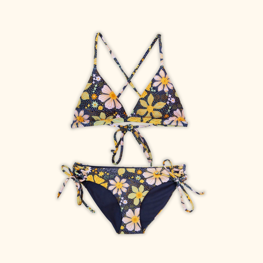 Soleil GIRLS 2-Piece Bikini Triangle Top + Side Ties Bottoms