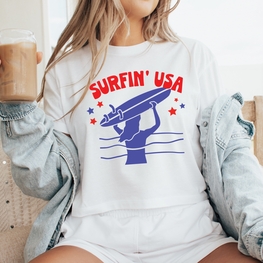 Surfin' USA cropped tee